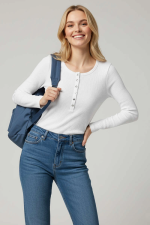 Çıtçıt Detaylı Bluz Beyaz T4343 (Beden: S)