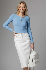 Çıtçıt Detaylı Bluz Mavi T4343 (Beden: M)