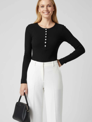 Çıtçıt Detaylı Bluz Siyah T4343 (Beden: L)