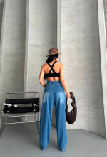 Baggy Süper Taş Bıyık Yıkama Mavi Jeans Pantolon D2007 (Beden: 38) - Görsel 2