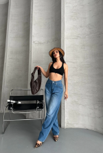 Baggy Süper Taş Bıyık Yıkama Mavi Jeans Pantolon D2007 (Beden: 40) - Görsel 5