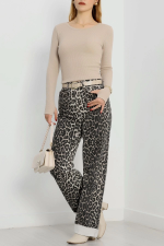 Bisiklet Yaka Parmak Geçmeli Kaşkorse Bluz Bej A3829 (Beden: M) - Görsel 3