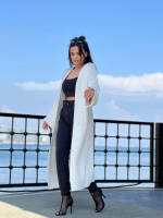 Yarasa Kol Uzun Triko Hırka Beyaz (Beden: Standart) - Görsel 2