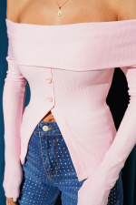 Madonna Yaka Düğmeli Bluz Pembe T4329 (Beden: S) - Görsel 3