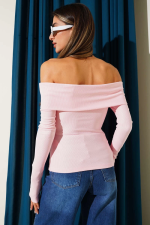 Madonna Yaka Düğmeli Bluz Pembe T4329 (Beden: S) - Görsel 4