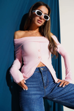 Madonna Yaka Düğmeli Bluz Pembe T4329 (Beden: S)