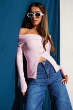 Madonna Yaka Düğmeli Bluz Pembe T4329 (Beden: Xl) - Görsel 2