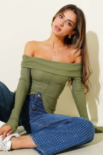 Madonna Yaka Düğmeli Bluz Yeşil T4329 (Beden: S)