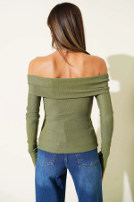 Madonna Yaka Düğmeli Bluz Yeşil T4329 (Beden: M) - Görsel 3