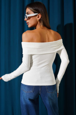 Madonna Yaka Düğmeli Bluz Beyaz T4329 (Beden: M) - Görsel 2