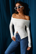 Madonna Yaka Düğmeli Bluz Beyaz T4329 (Beden: Xl) - Görsel 3