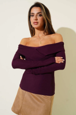 Madonna Çapraz Yaka Bluz Mürdüm T4331 (Beden: Xl) - Görsel 3