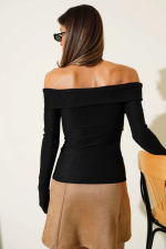 Madonna Çapraz Yaka Bluz Siyah T4331 (Beden: S) - Görsel 3