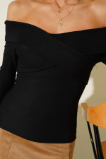 Madonna Çapraz Yaka Bluz Siyah T4331 (Beden: L) - Görsel 4