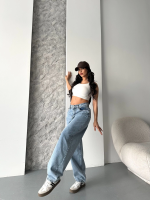 Baggy Kar Yıkama Orta Mavi Jeans Pantolon D2007 (Beden: 42) - Görsel 4