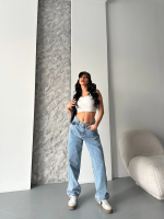 Baggy Kar Yıkama Orta Mavi Jeans Pantolon D2007 (Beden: 42) - Görsel 2