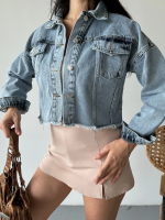 Çift Kapaklı Püsküllü Crop Buz Mavi D2002 (Beden: L) - Görsel 2