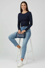 Yanı Büzgülü Bluz Lacivert T4322 (Beden: S)