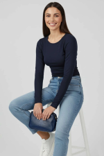 Yanı Büzgülü Bluz Lacivert T4322 (Beden: Xl) - Görsel 2