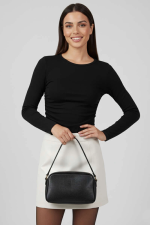 Yanı Büzgülü Bluz Siyah T4322 (Beden: L)