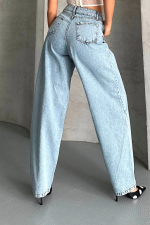 Baggy Kar Yıkama Buz Mavi Jeans Pantolon D2007 (Beden: 36) - Görsel 3