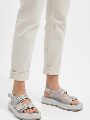 Sinna Gümüş Cilt Tül Detaylı Sandalet (Numara: 38)