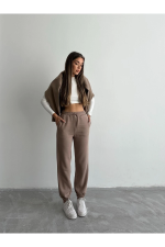 3 İplik Şardonlu Paça Lastikli Eşofman Vizon İs001 (Beden: Xl) - Görsel 3