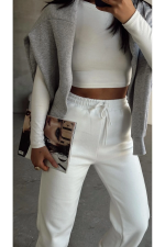 3 İplik Şardonlu Paça Lastikli Eşofman Beyaz İs001 (Beden: Xl) - Görsel 8