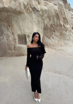 Madonna Yaka Esnek Kumaş Elbise Siyah (Beden: S) - Görsel 2