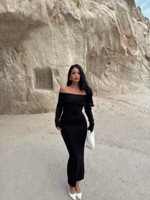 Madonna Yaka Esnek Kumaş Elbise Siyah (Beden: S)