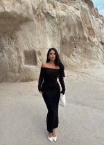 Madonna Yaka Esnek Kumaş Elbise Siyah (Beden: M)