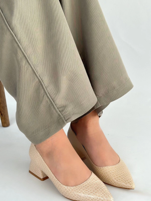 Meort Bej Rugan Topuklu Ayakkabı (Numara: 36)