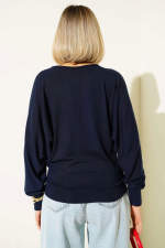 Yarasa Kol Salaş Bluz Lacivert T4273 (Beden: Xl) - Görsel 3