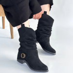 Canty Siyah Süet Körüklü Topuklu Çizme (Numara: 36) - Görsel 4