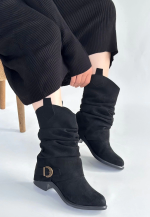 Canty Siyah Süet Körüklü Topuklu Çizme (Numara: 37) - Görsel 2