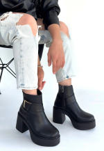 Lonji Siyah Cilt Topuklu Bot (Numara: 39) - Görsel 2