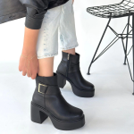 Lonji Siyah Cilt Topuklu Bot (Numara: 39) - Görsel 4