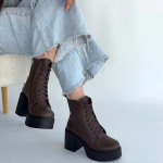 Tsan Kahverengi Cilt Bağcıklı Topuklu Bot (Numara: 36) - Görsel 4