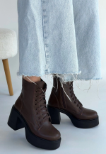 Tsan Kahverengi Cilt Bağcıklı Topuklu Bot (Numara: 37) - Görsel 2