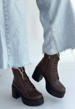 Tsan Kahverengi Cilt Bağcıklı Topuklu Bot (Numara: 37) - Görsel 3