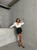 İki Düğmeli Ch Kumaş Şort Etek Siyah H26414 (Beden: L) - Görsel 6