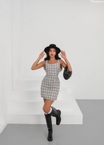 Askılı Ch Kumaş Düğmeli Elbise Gribeyaz H265007 (Beden: S) - Görsel 4