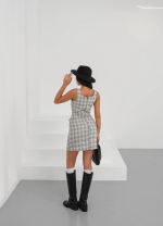 Askılı Ch Kumaş Düğmeli Elbise Gribeyaz H265007 (Beden: L) - Görsel 3