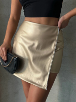 Taşlı Şort Etek Deri Gold H240018 (Beden: S) - Görsel 4