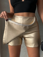 Taşlı Şort Etek Deri Gold H240018 (Beden: S) - Görsel 5