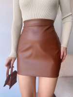 Düz Deri Etek Taba H24468 (Beden: S) - Görsel 2