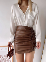 Önden Büzgülü Etek Taba H24210 (Beden: M) - Görsel 4