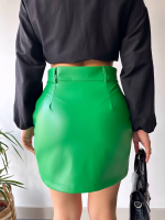 Önden İki Cepli Deri Etek Yeşil H240040 (Beden: S) - Görsel 2