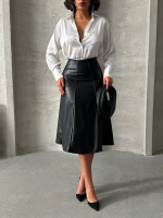 Komple Parçalı Deri Etek Siyah H26441 (Beden: S) - Görsel 7