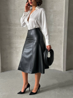 Komple Parçalı Deri Etek Siyah H26441 (Beden: M) - Görsel 6